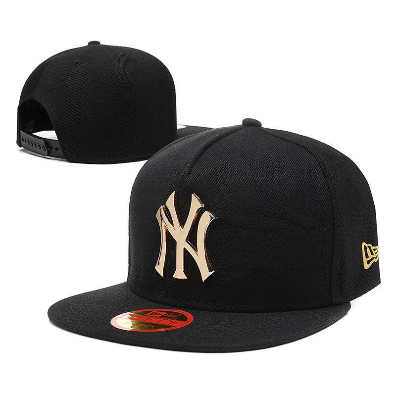 Gorra De Béisbol MLB NY New York Yankees Con Metal Dorado Negro Y F3t5 NQG1