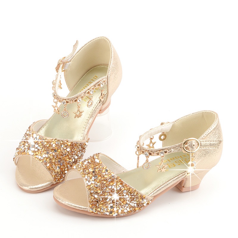Niños Zapatos De Cuero Para Casual Glitter Tacón Alto Oro Rosa Plata Sandalias | Shopee