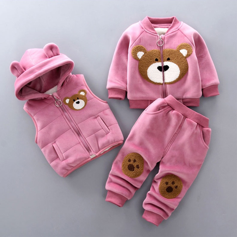 Invierno Bebé Niños Ropa De Dibujos Animados Oso Caliente Moda Chaleco Y  Abrigo + Pantalones 3Pcs Niñas Princesa Trajes 1-4 Años | Shopee México