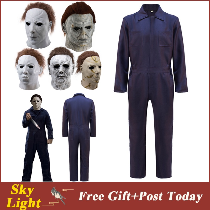 Movie Michael Myers Costume Halloween Cosplay Horror Killer Full Face Latex Mascara Terror Adult Rave Masquerade Mask for Men - 200000532