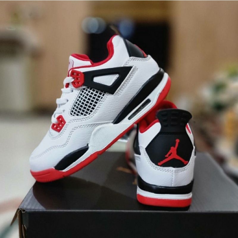 Zapatos para niños importados Air Jordan 4 versión de tubo Retro/ rojo fuego/ Premium Super