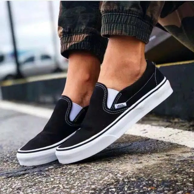 Vans Slip On Mono OG zapatos negro blanco PREMIUM | Shopee México