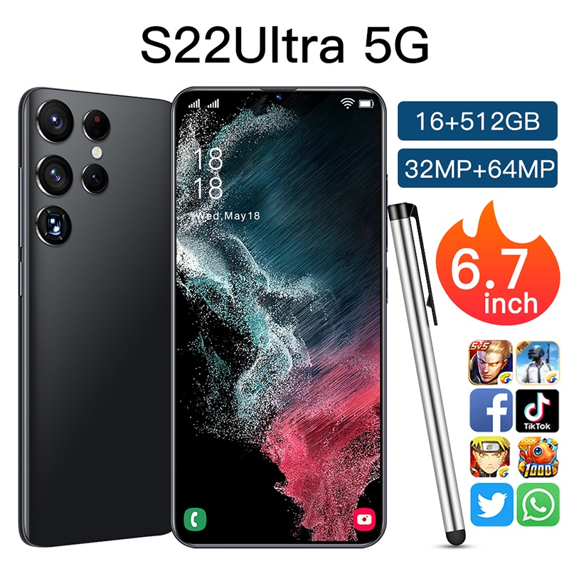 Versión Global Barato Teléfono Inteligente Android S22 Ultra 6.7 " Móvil 5G
