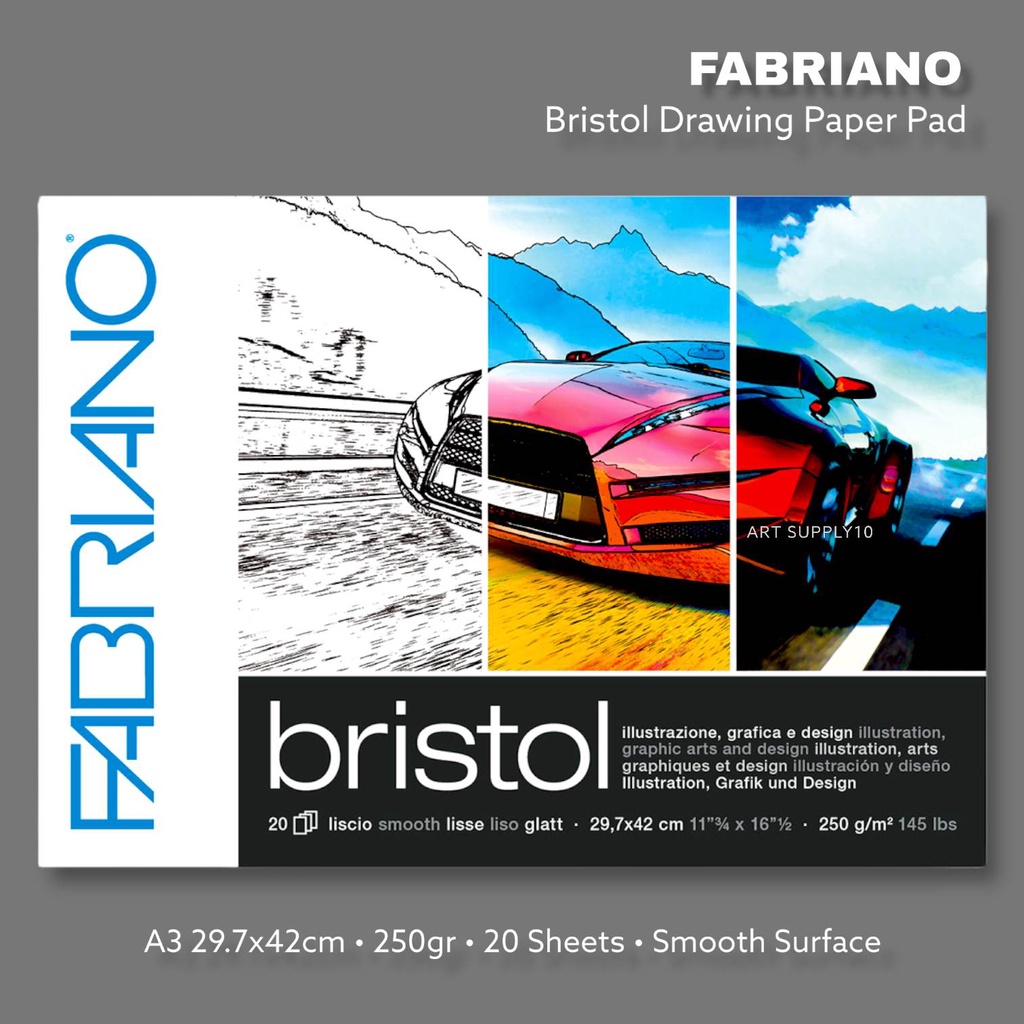 Fabriano Bristol Pad A3 250gr / papel de dibujo de superficie Ultra lisa |  Shopee México