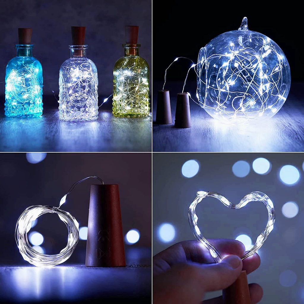 Corchos cadena de luces con 5 caliente LED blanco para dekolicht en botellas 28cm 