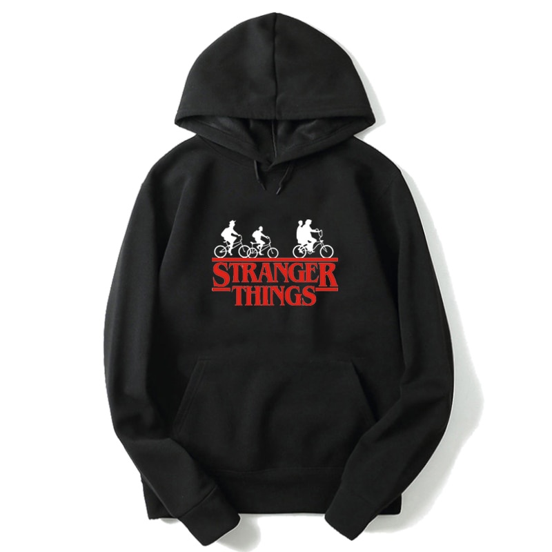 New Stranger Things Impresos Negro Strabfer Sudadera Thing Mujer Outwear Con Capucha | Shopee