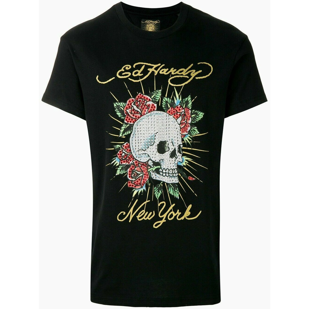 Ed Hardy skull & roses NEW York Camiseta L Tatuaje Cráneo Nuevo Hombre top  Algodón | Shopee México