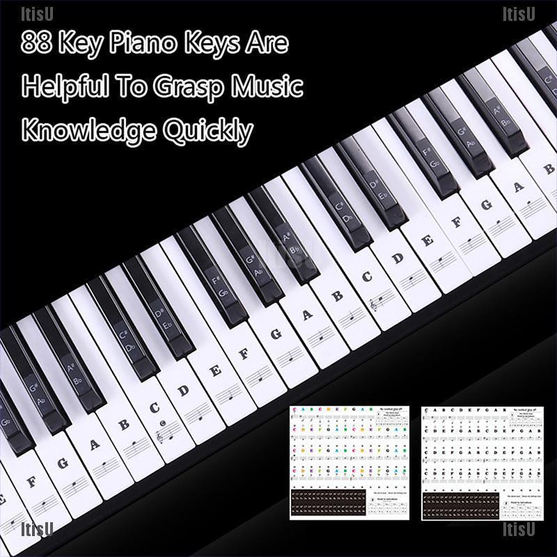 Alnicov Pegatina de piano transparente etiqueta engomada del teclado del piano 88/61/54/49/37 teclas teclado electrónico 88 teclas piano stave nota etiqueta para teclas de piano 