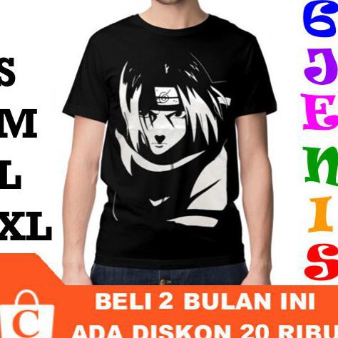 Camiseta de hombre manga corta OBLONG DISTRO serigrafía UCHIHA ITACHI  algodón peinado talla S-M-L-XL (G276) | Shopee México