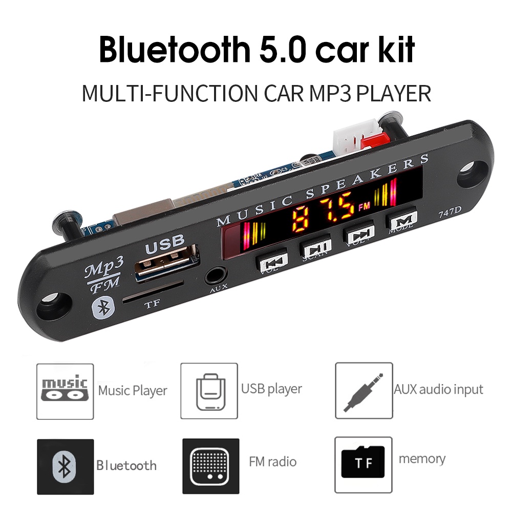 12V Bluetooth 5.0 decodificadora reproductor MP3 módulo de Radio FM para coche | Shopee México