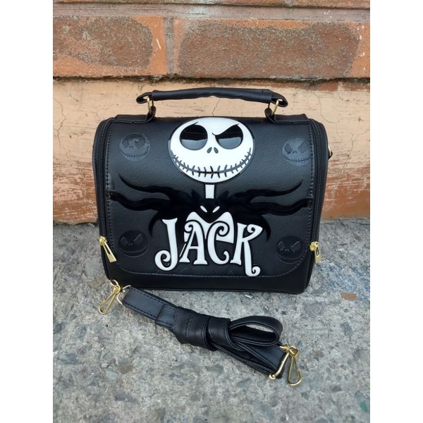 Bolsa para dama diseño mini baúl de Jack Skellington troquelado