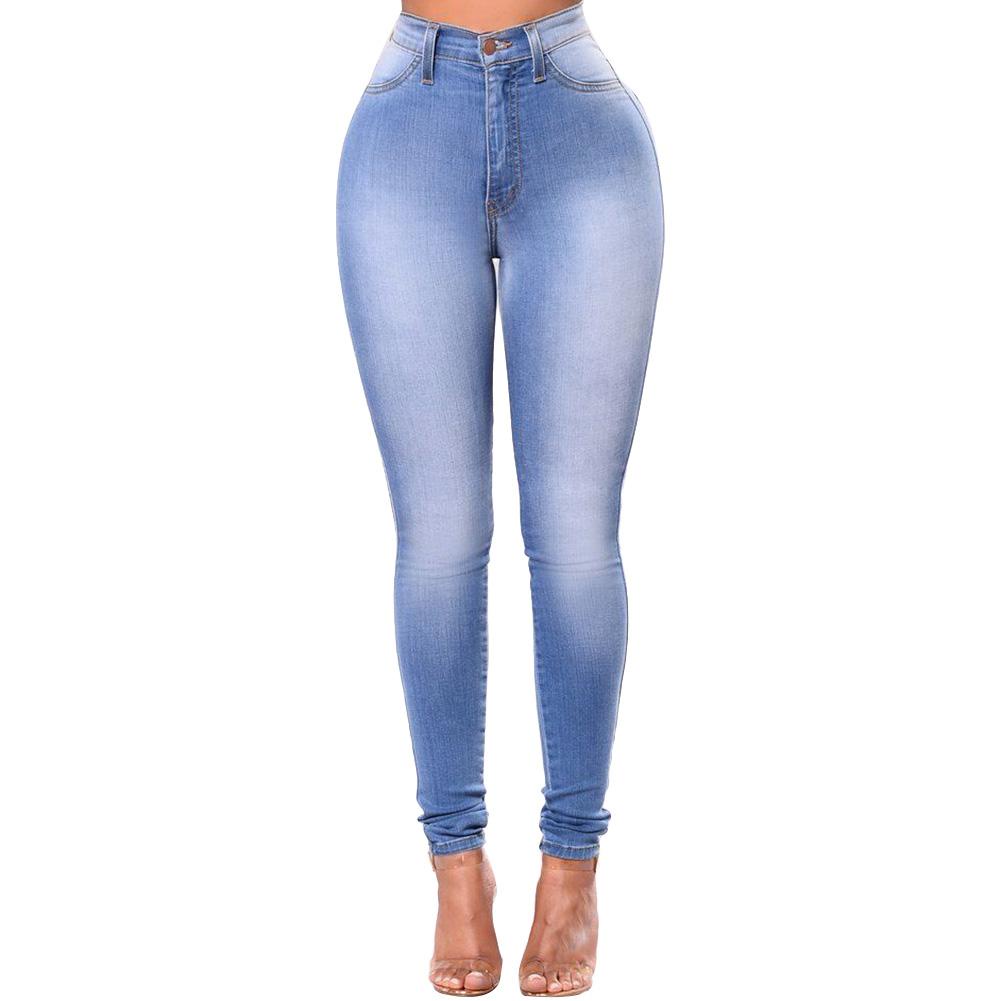 paso calidad Eficacia Las mujeres de la moda de mezclilla flaco pantalones de cintura alta Jeans  flaco Slim-Fit lavado Denim largo lápiz pantalones pantalones para mujer |  Shopee México