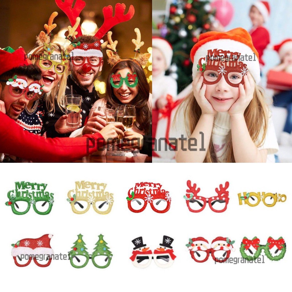 Gafas de Navidad Nochebuena Tres Colores Año Nuevo Fiesta COTEY 3 Piezas Gafas de Navidad de Dibujos Lindo Reno Portátil Accesorios de Decoración Navideña para Navidad Carnaval 