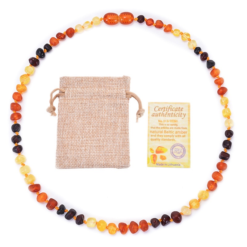 Certified from The Baltic Sea Tri-Color Genuine Baltic Amber Necklace 