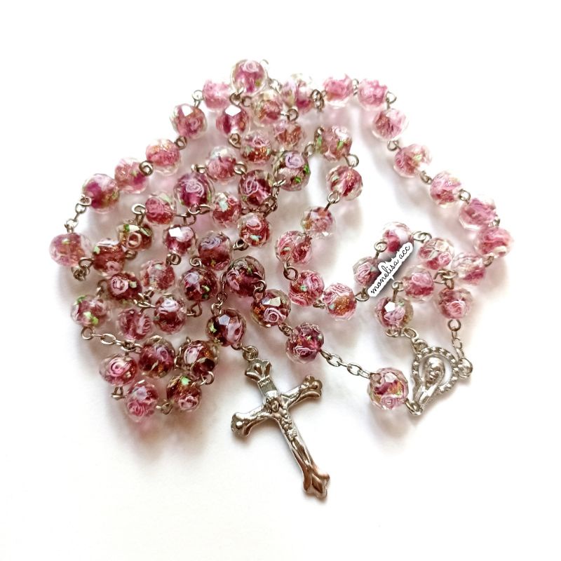 color morado rosario de cristal de 8 mm DELL'ARTE Artículos religiosos 