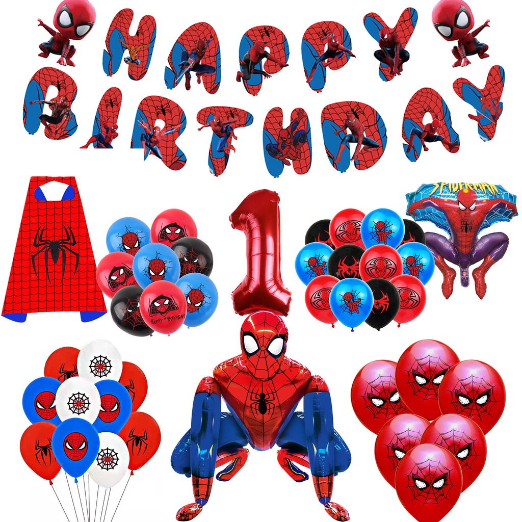 Juego De Globos De Marvel Spiderman Para Fiesta De Cumpleaños , Decoración  De , Ropa Accesorios Bandera , Conjunto De Fiestas | Shopee México