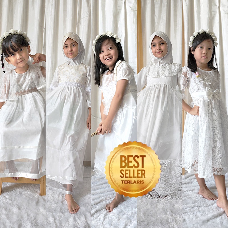 Vestidos blancos para niñas 9 10 años vestidos de fiesta para niñas 4 5 ropa de bautismo para niños vestidos de cumpleaños Aqiqah batas para KP01 | Shopee