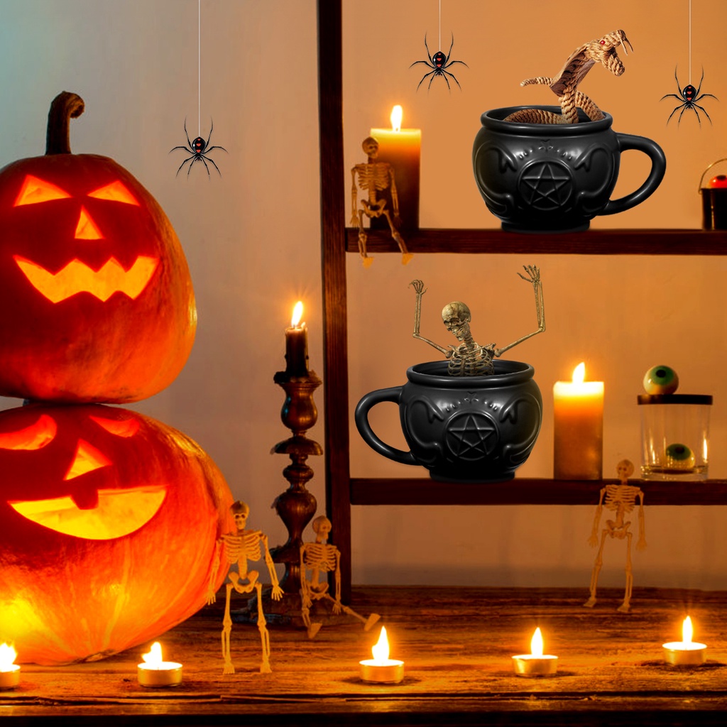 Hemoton 520ml Taza De Cauldron Café De Halloween Única Té De Cerámica Brujas  | Shopee México