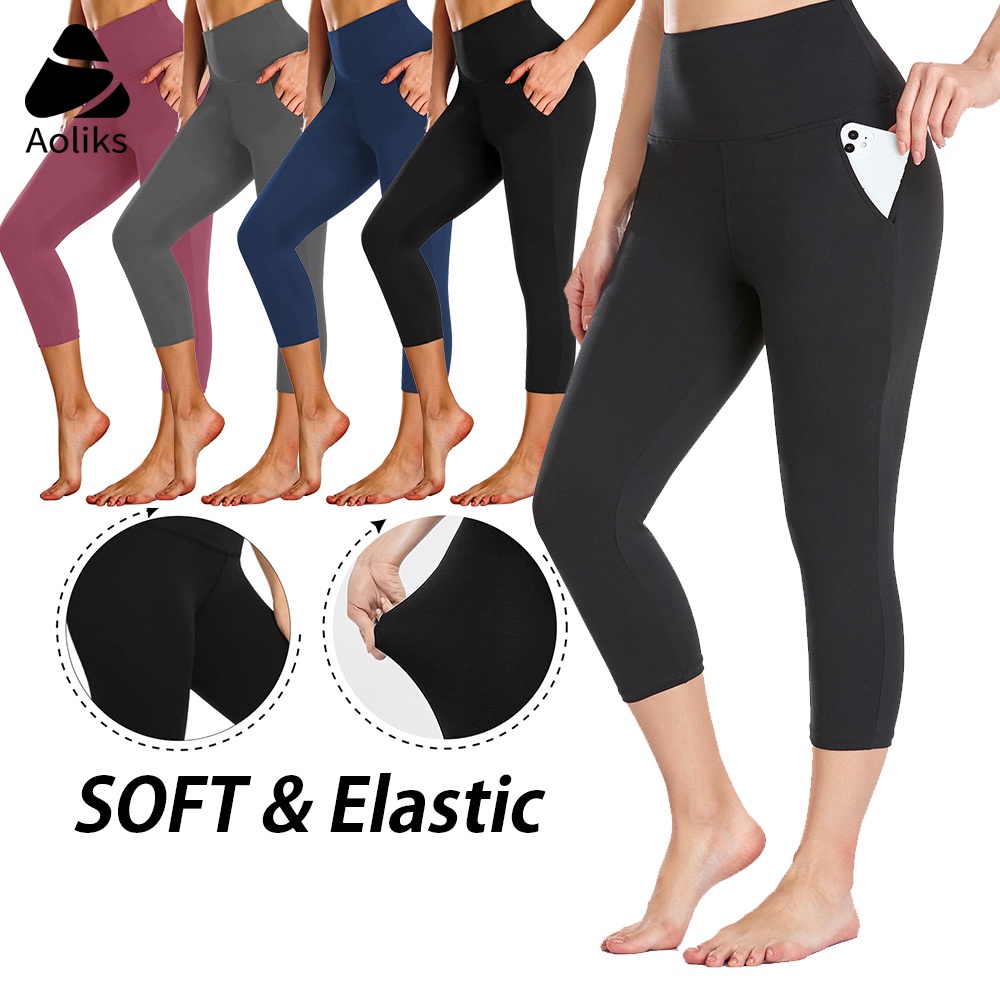 bolsillos de control de barriga cintura alta Leggings de yoga para mujer entrenamiento pantalones casuales 