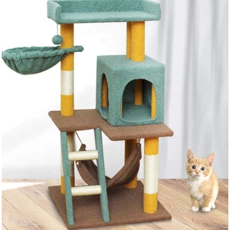 esterilla de peluche con casa 170 cm de alto hamaca para gatos muchas plataformas JISSBON Árbol rascador para gatos grandes 