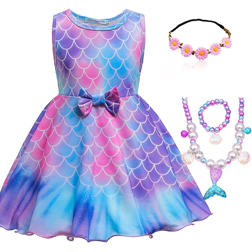 TSBB E98 Sirena Cosplay Disfraz Para Niñas Maquillaje Ropa De Fiesta Niños  Halloween Princesa Ariel Vestir Traje De Los Vestido De | Shopee México