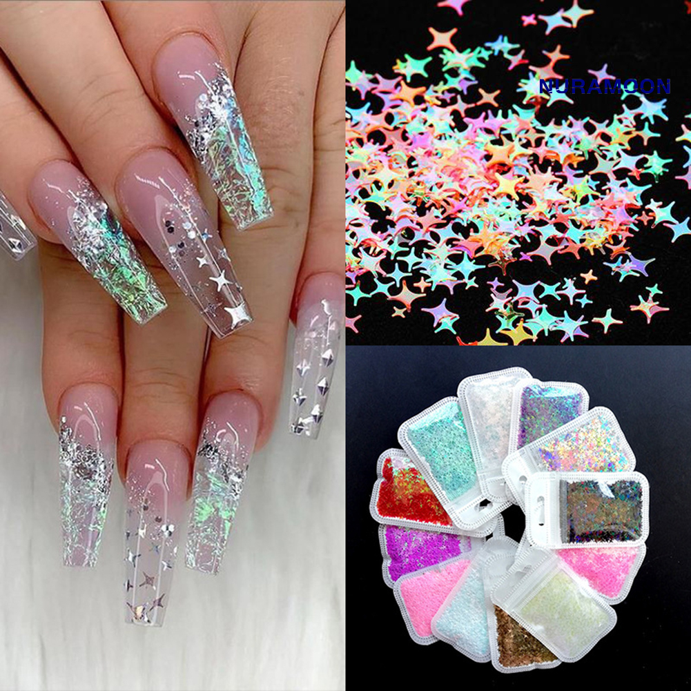 Nuramoon Cross Star Flakes uñas Glitter lentejuelas Paillette manicura 3D  arte consejos rebanadas | Shopee México