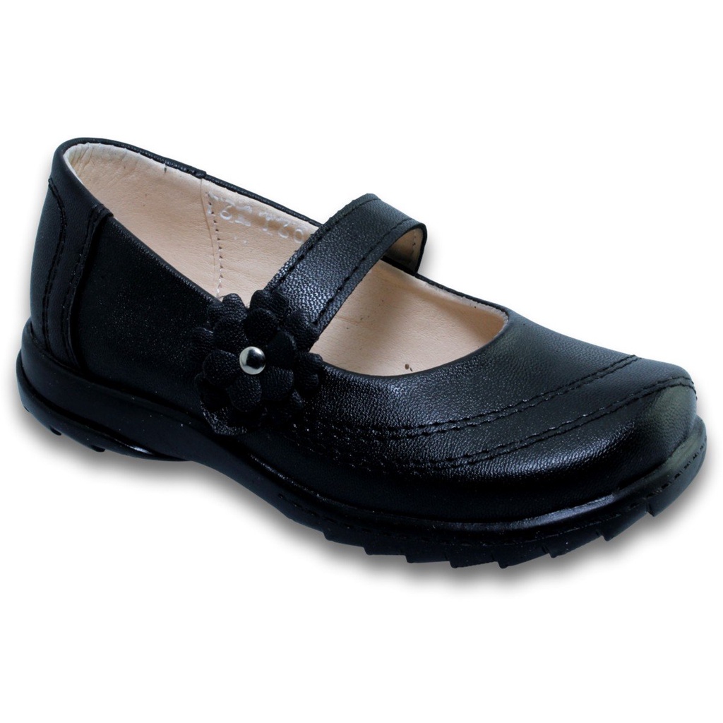 Zapatos Escolares De Piel Para Niña Estilo 1603Pa21 Piel Color Negro |  Shopee México