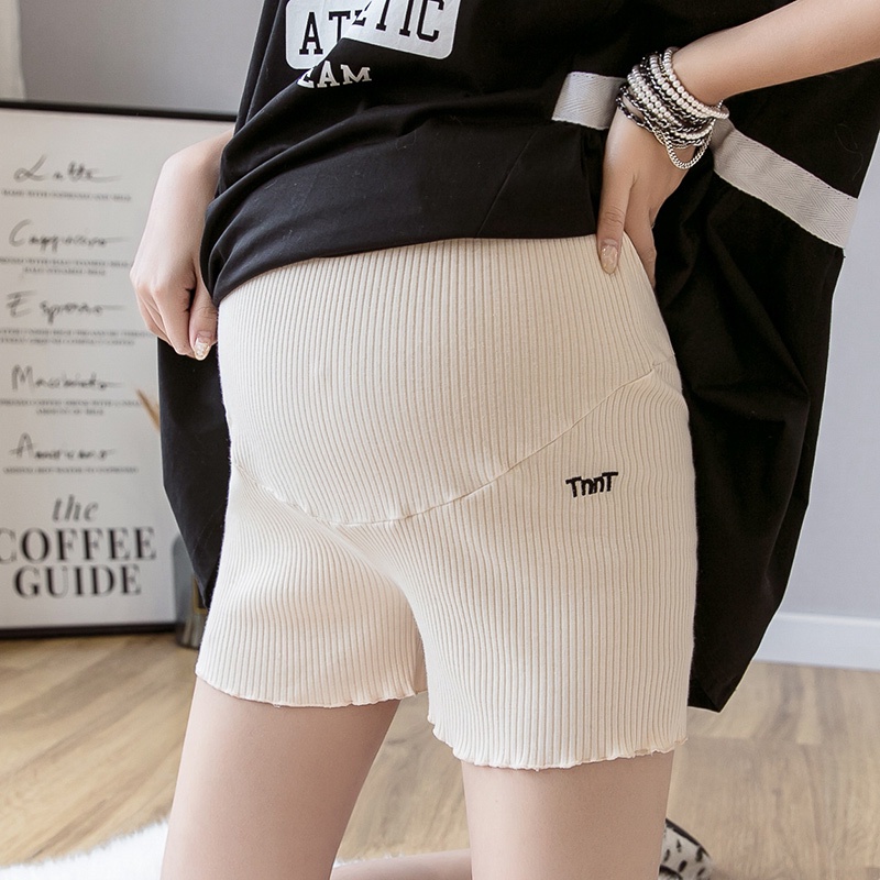 FEOYA Pantalones cortos de maternidad pantalones cortos de seguridad de algodón elástico de alta 2 piezas 