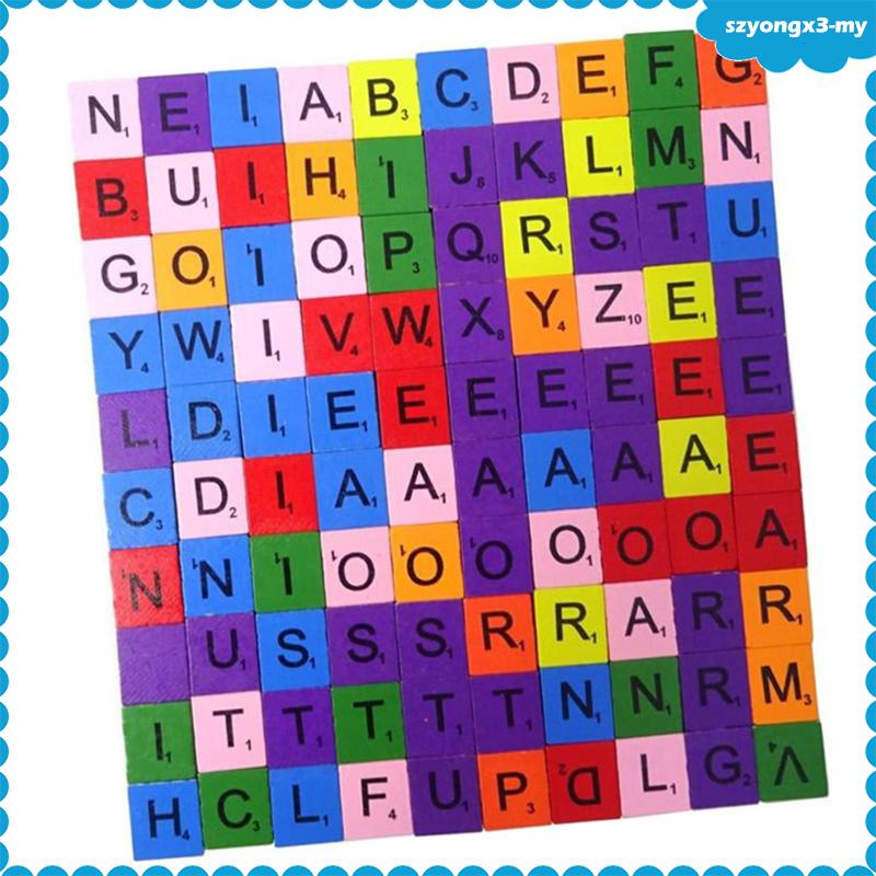 100X letras de recortes alfabeto Juguetes Coloridos piezas artesanales Botones Madera _ Hg 