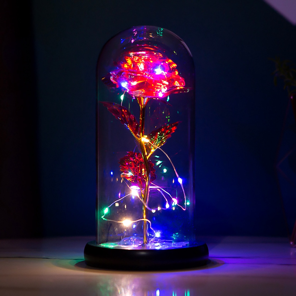 kanhaiyi luz de flores eterna luz led cúpula rosa lámpara conservada flor  para regalo | Shopee México