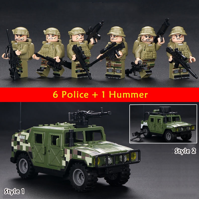 camión tanque caballero #lego Hummer seals Wrangler jeep russ militar figuras de acción 