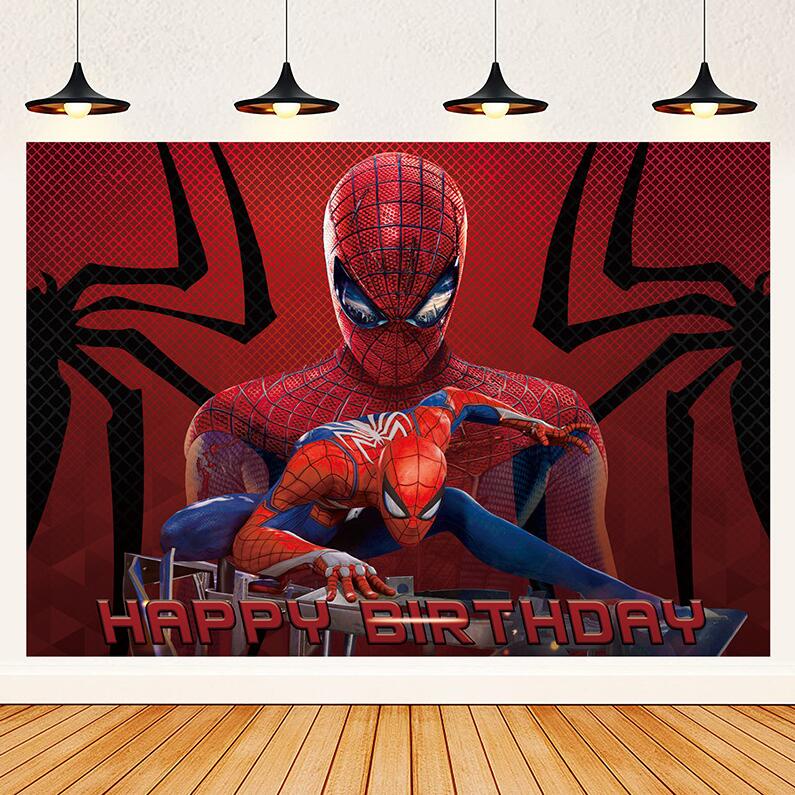 Superhéroe Spiderman Fotografía Fondo De Vinilo Foto Para Niños Fiesta De Cumpleaños Fondos Decoración 5X3ft
