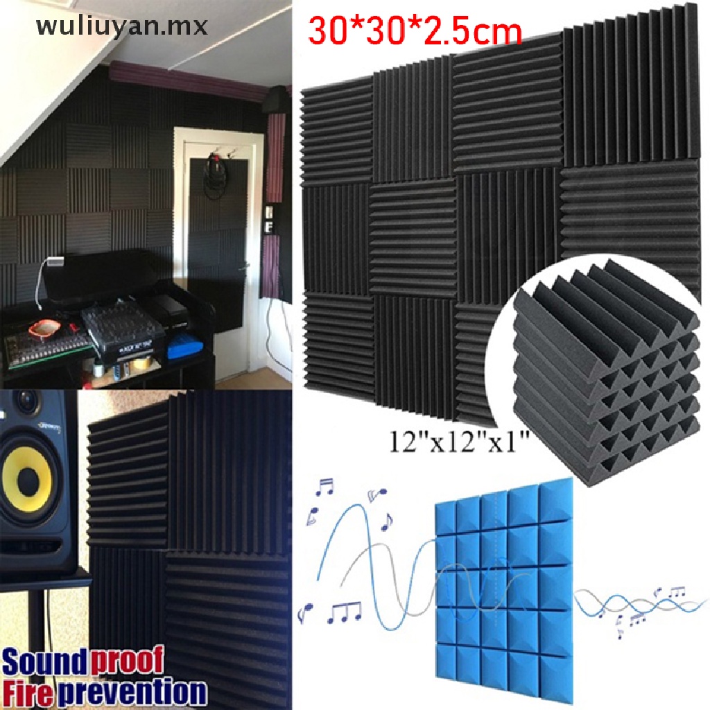 Mitef 12 unidades de paneles acústicos de espuma de estudio baldosas a prueba de sonido acolchado cuñas aislante 30 x 30 x 2 cm 