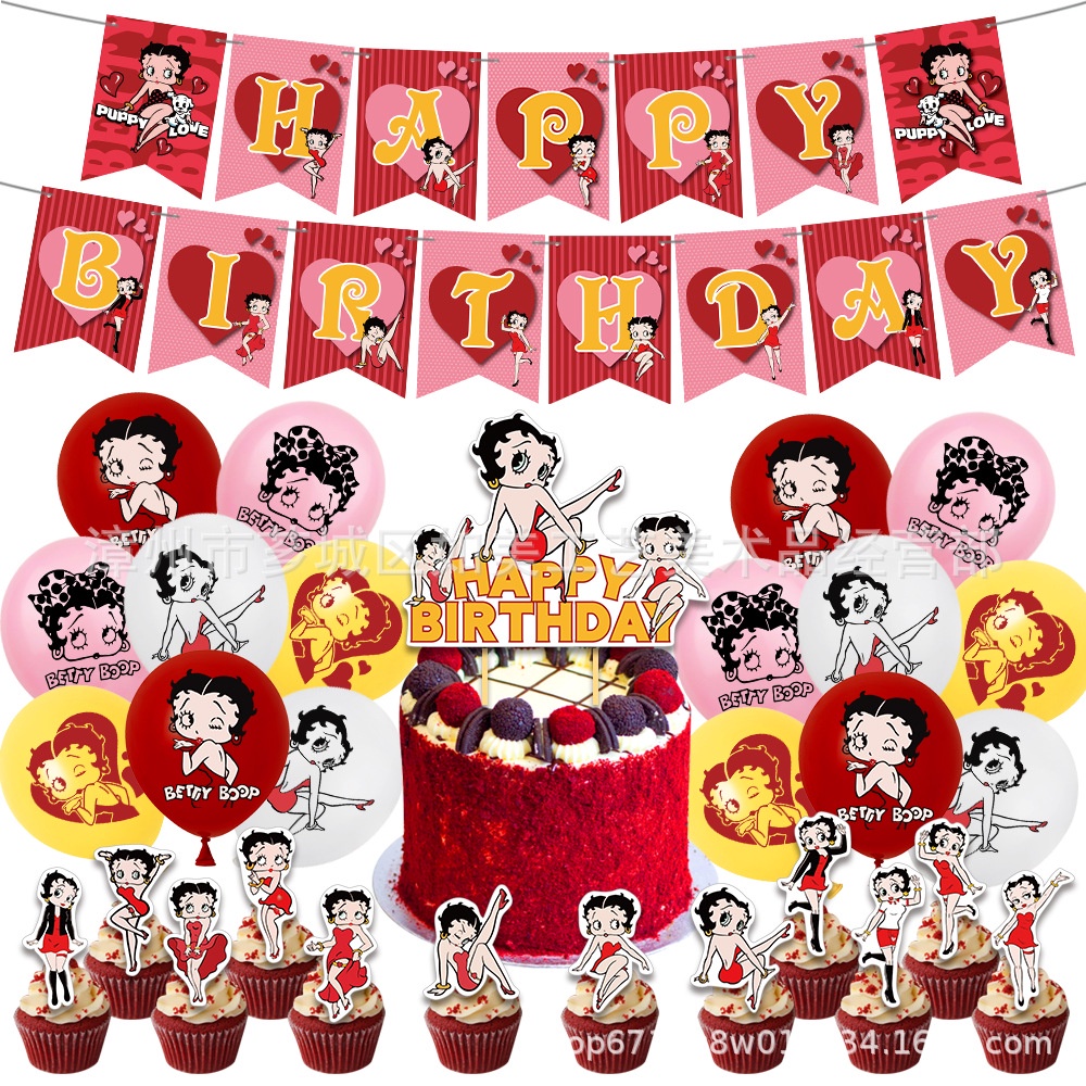 Nuevo Betty Boop Tema Feliz Cumpleaños Fiesta Decoración Conjunto Lindo  Pastel Topper Globos Bandera Necesidades Escena Diseño Niños Niña Regalos  Celebrar Fecha De Nacimiento | Shopee México