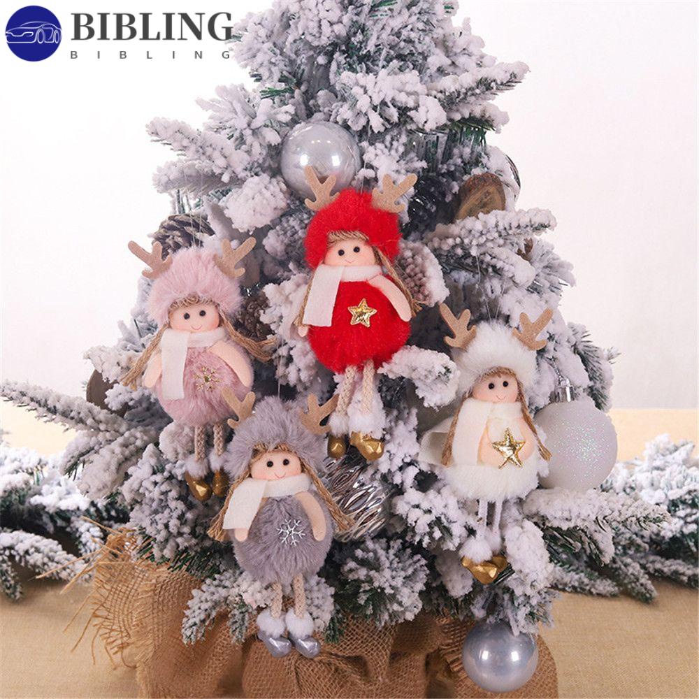 Set Adorno de Navidad Alas de Encaje Angel Girl Doll Árbol de Navidad Colgante Colgante Decoraciones para el hogar DIY WE-WHLL 6pcs 