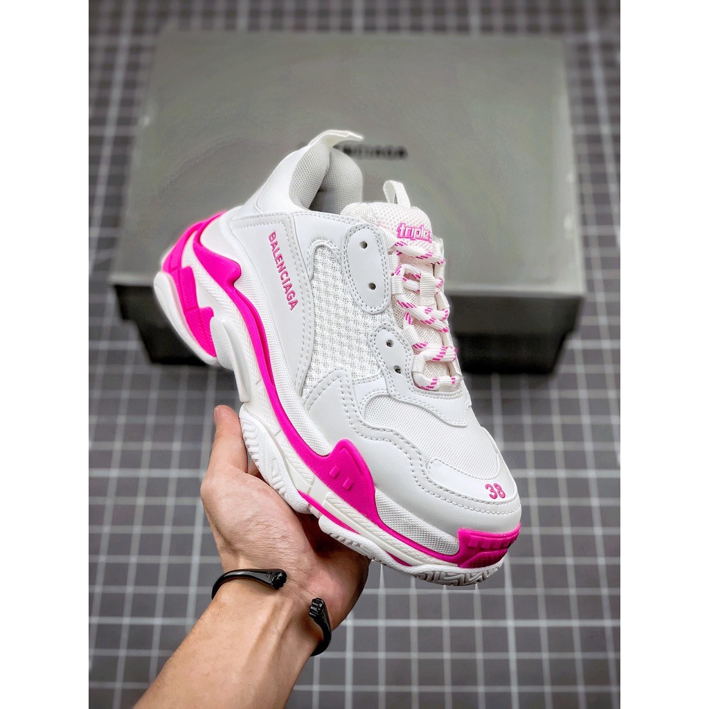 Original Balenciaga Triple S Blanco Rosa Zapatos De Deporte De Tenis Para Mujer Para 091 | México