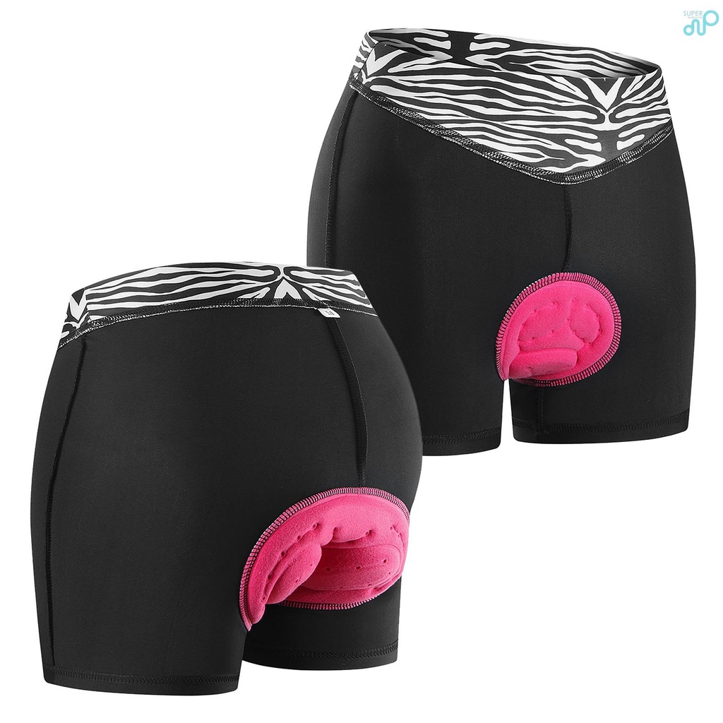 SHOBDW Pantalones Cortos de la Bicicleta para Mujeres Pantalones Interiores de 3D Acolchado Suave de Ropa Interior de la Bicicleta 2XL Negro 