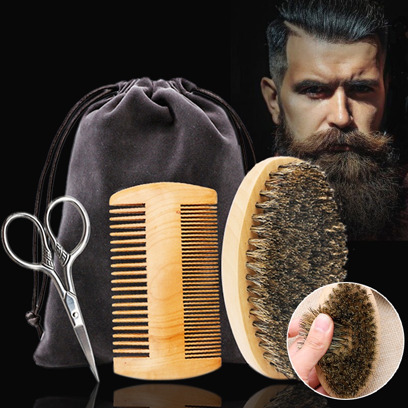 Kit De Cuidado De La Barba Para Hombre , Juego De Aseo , Bigote , Cepillo  De Peinado , Tijeras De Peine | Shopee México