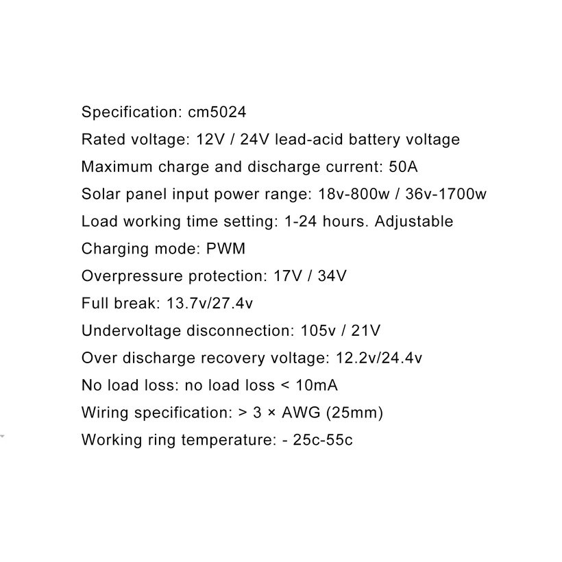 0817 Pwm 50a 12v 24v Lcd Solar Powered Charge Controller With Temperature Sensor Shopee Mexico