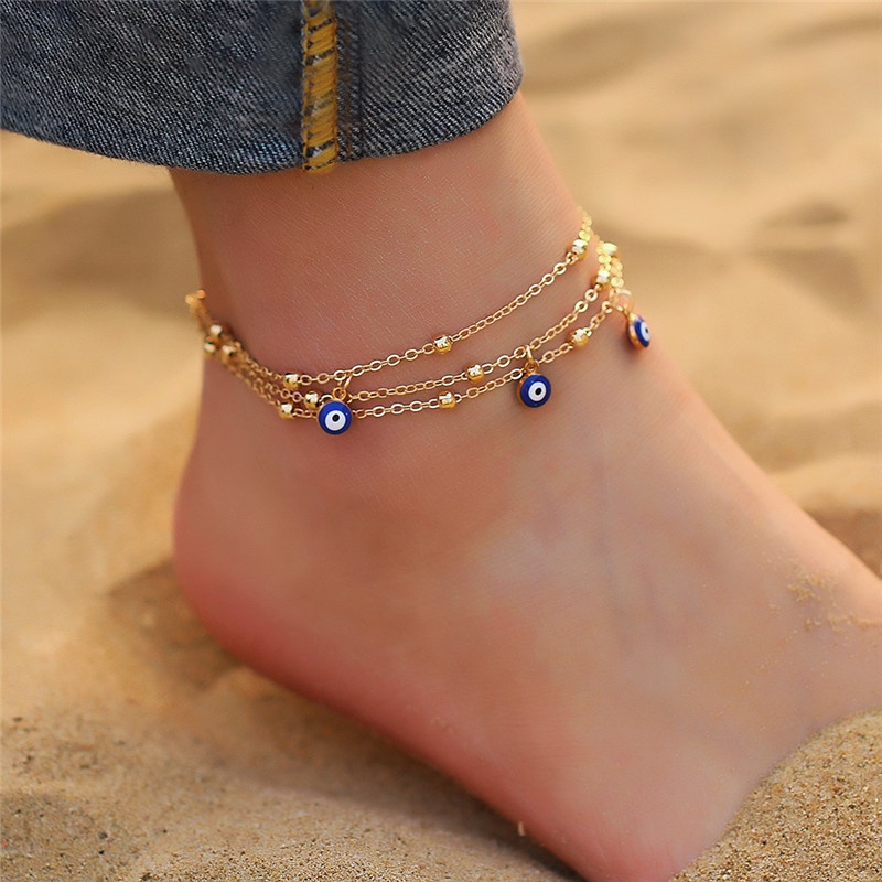 Turco Malvado Ojos Perlas Borla Tobilleras/Bohemio Multi Capas De Azules Cuentas Pulsera De Tobillo/Mujeres Niñas Verano Playa Descalzo Sandalias Pie Cadena Joyería | México