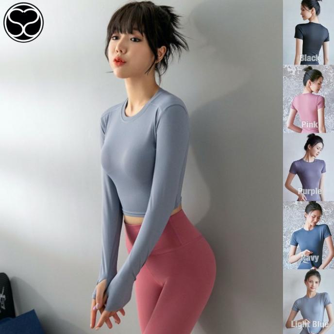 CrisKat Conjunto de Ropa Deportiva para Mujer Top de Running de Manga Larga de 2 Piezas Pantalones de Cintura Alta Yoga Gym Wear 