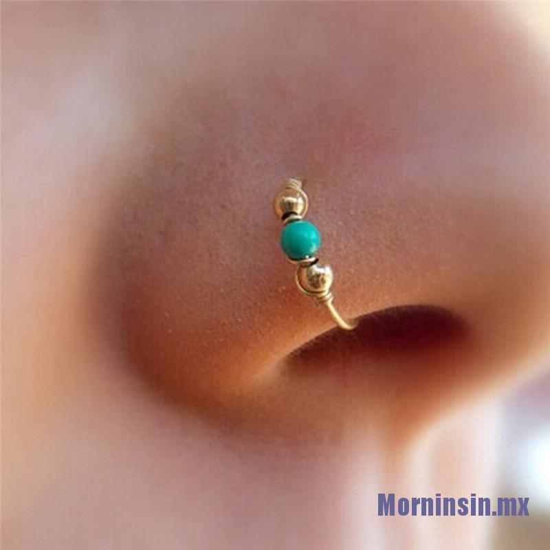 Jewelry Turquoise Stainless Steel Body Piercing Nostril Hoop Nose Ring Earring