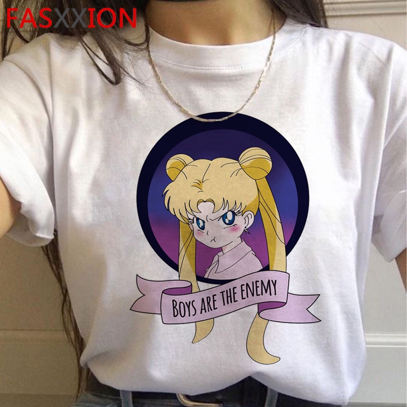 Sailor Moon Camiseta Mujer Pareja Ropa kawaii harajuku Más El Tamaño |  Shopee México