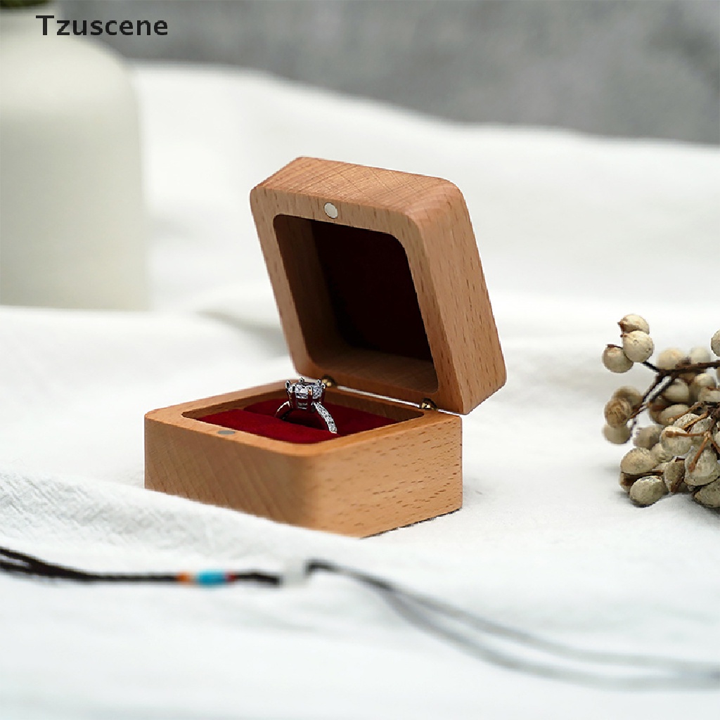 De Lujo de Madera Auténtica Nuez doble caja de anillo de boda compromiso recomendado por Sharon 