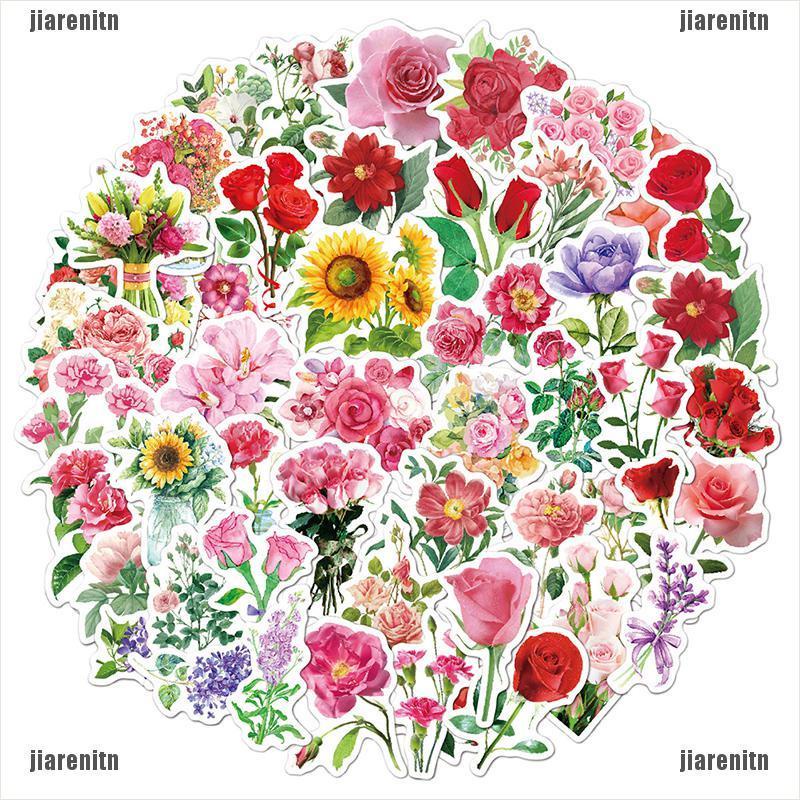 Jiarenitn 1set 50 Pzas Calcomanias Decorativas De Plantas Y Flores Para Cuadernos Album Shopee Mexico