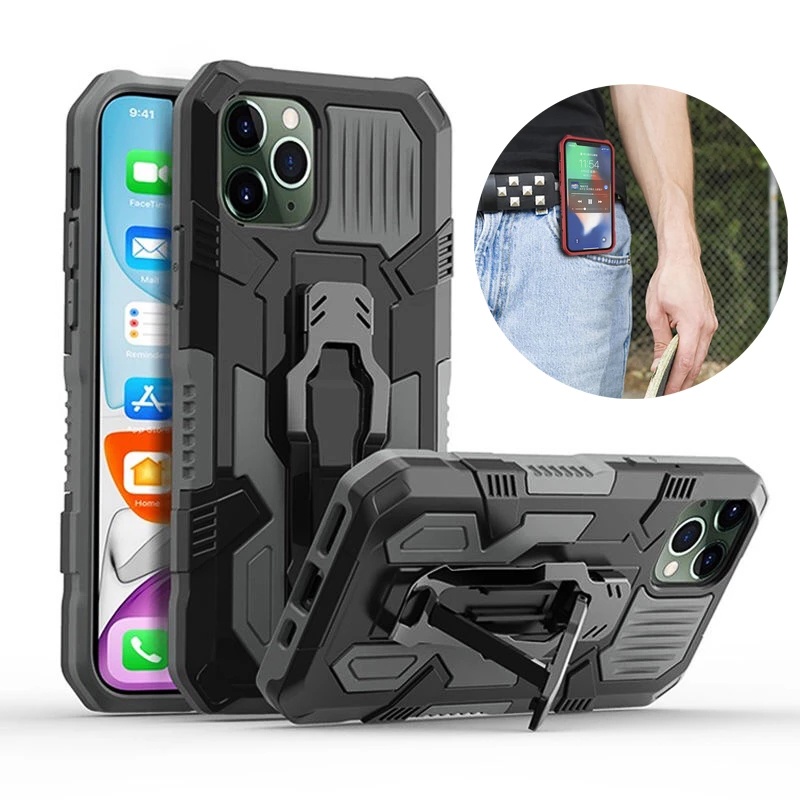 Para iPhone XS/Xs Max/XR caso funda con clip para cinturón híbrida soporte duro cubierta del teléfono 