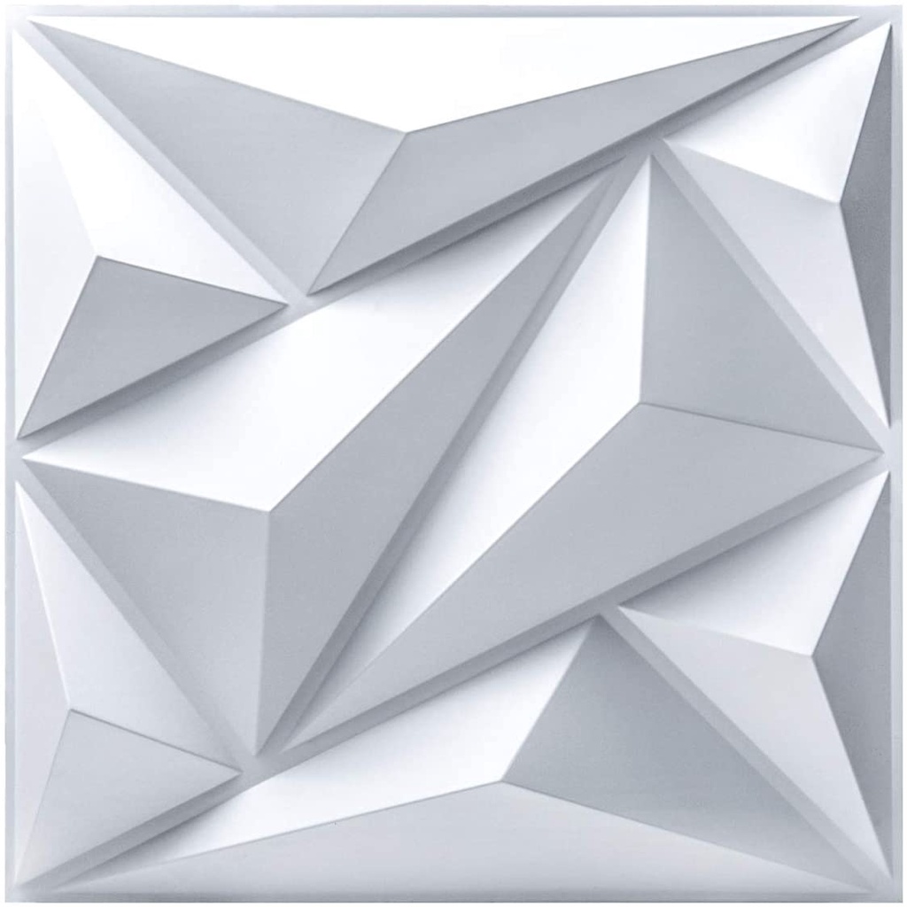 blanco mate Art3d Panel de pared de diamante 3D de PVC con diamantes dentados a juego para decoración interior residencial y comercial 