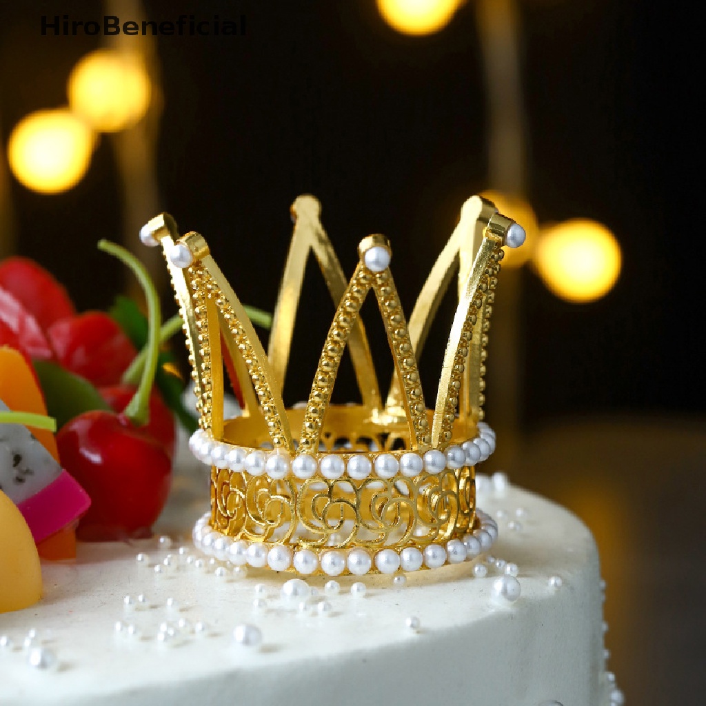 Mini Corona de cumpleaños con Perlas Lsaardth Corona de Oro para Tarta Corona de cumpleaños para niña Tiaras y Coronas para cumpleaños de Mujer Corona de Princesa 