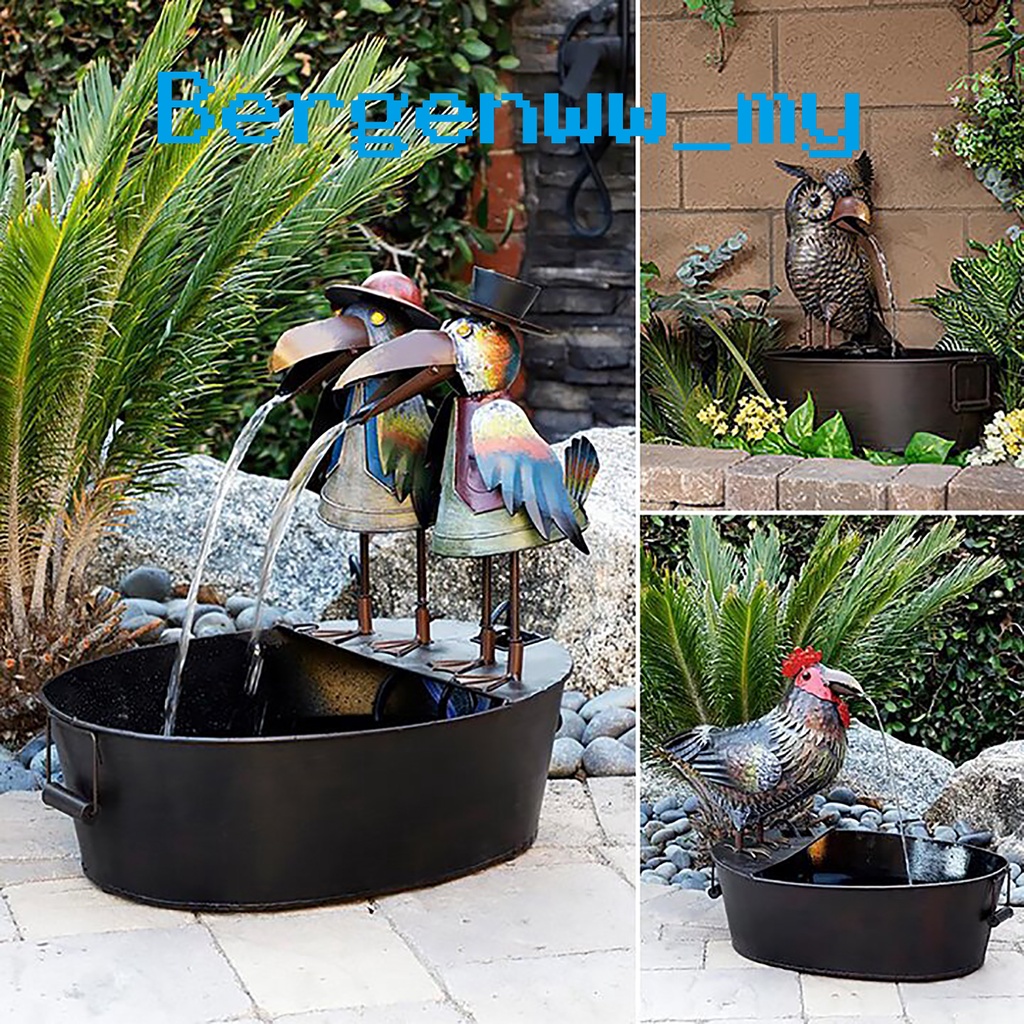 Bergenww My Fuente De Agua Jugueton Aspecto Rustico Resina Metal Pajaro Jardin Decoracion Fuente Patio Decoracion Shopee Mexico