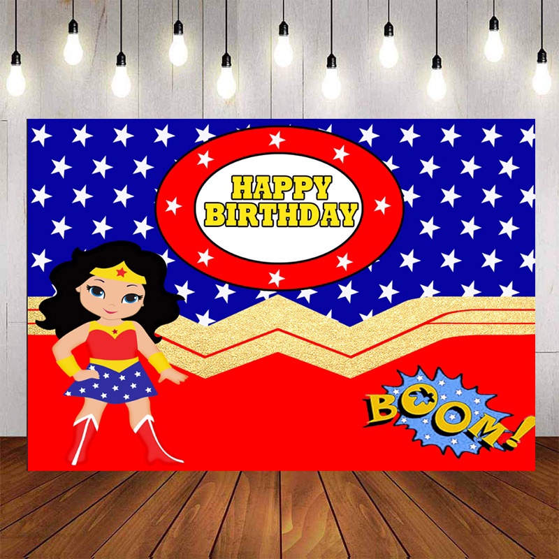 Wonder Woman Telón De Fondo Para Niña Fondos De Cumpleaños Fresco Chica  Fiesta Decoración Rojo Azul Oro Photocall Nombre Personalizado Foto |  Shopee México